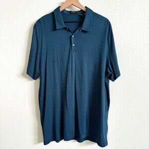 Theory Blue Black Stripe Polo Men's XXL NWOT